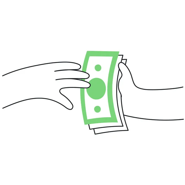 Mano Celebración Dinero Efectivo Vector Ilustración — Vector de stock