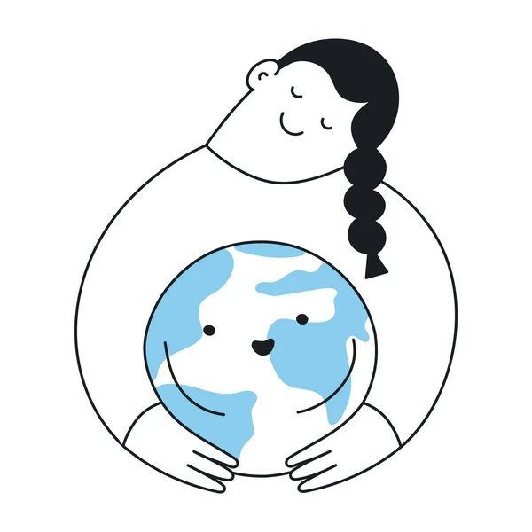 Vector Illustration Cute Cartoon World Globe Planet Earth — Stock Vector