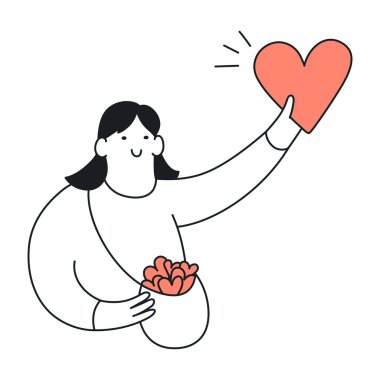 Kalp ve vektör illüstrasyonlu sevgililer günü