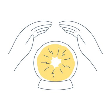 Yarısını portakal dilimiyle tutarak. vektör illüstrasyonu