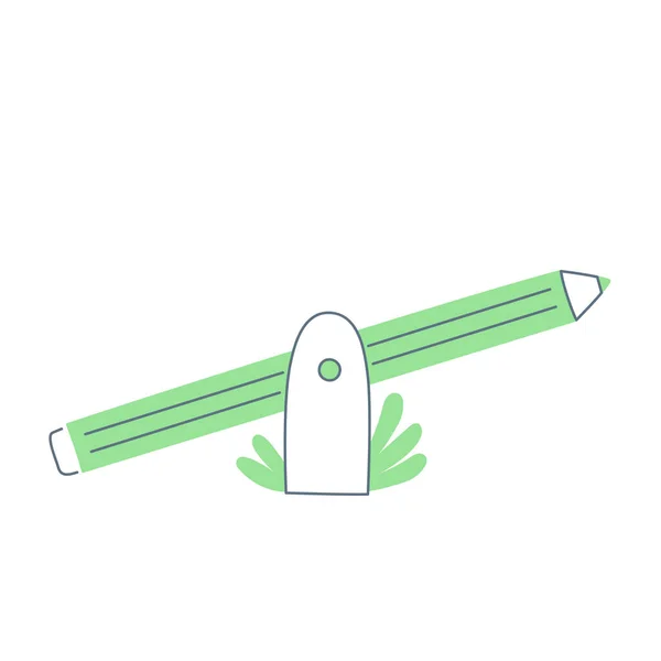 Roztomilá Kreslená Tužka Tvaru Zelené Rakety Vektorové Ikony — Stockový vektor
