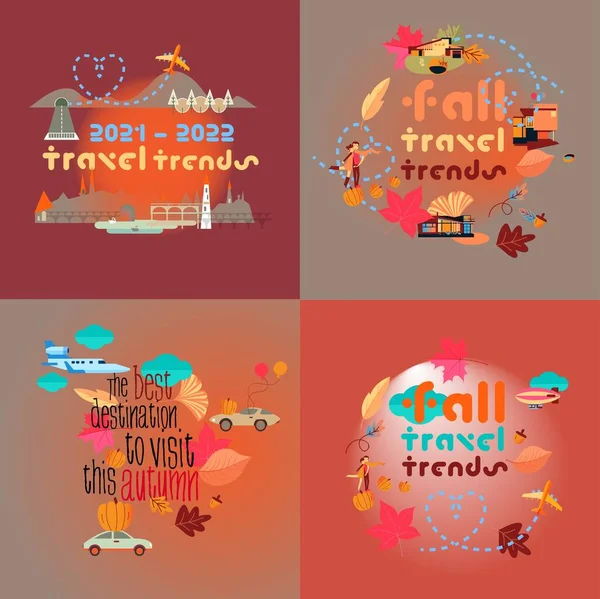 Tendances Des Agences Voyages Explorez Aventure Activité Plein Air Ville — Image vectorielle