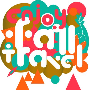 Sonbahar seyahat vektör tasarım afişinin keyfini çıkarın