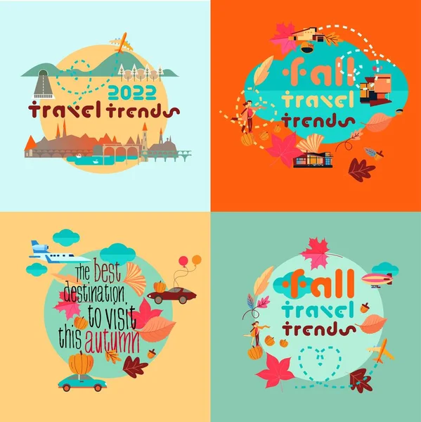 Travel Hiking Trip Explore Adventure Icon Set — Stock Vector