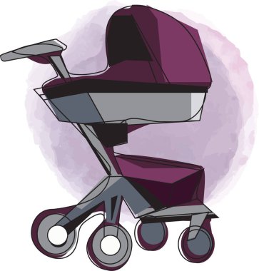 Violet Moderv Taşıyıcı Bebek Arabası Vektör Sanatı