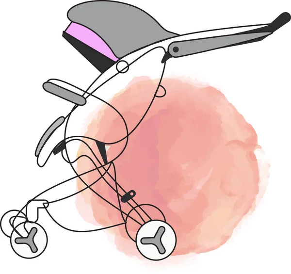 Violeta Moderv cochecito de transporte Pram Vector arte — Archivo Imágenes Vectoriales