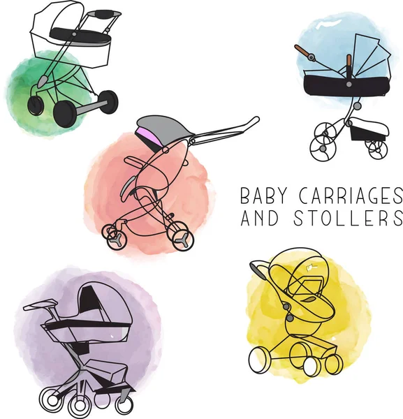 Violet Moderv Taşıyıcı Bebek Arabası Vektör Sanatı — Stok Vektör