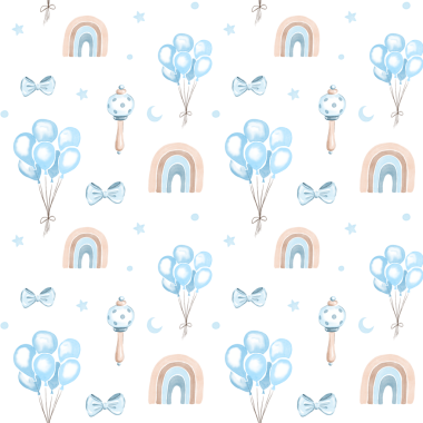 Yumuşak Mavi Suluboya Bebek Duşu Kutlama Deseni