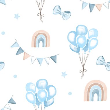 Nazik Mavi Bebek Kutlaması Kusursuz Desen