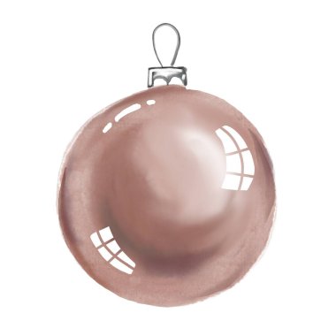 Kahverengi Noel süsü. Baloncuğun suluboya çizimi