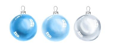 Noel baloları seti. Suluboya çizimi 