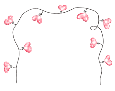 Pembe kalp şeklinde ampuller. Suluboya çizimi