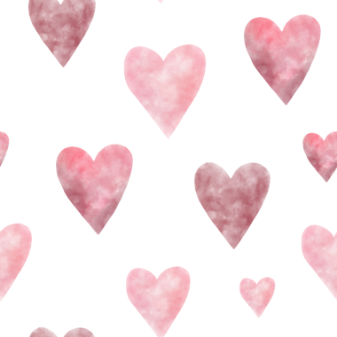 Yumuşak Suluboya Pembe ve Kırmızı Kalpler Kusursuz Şablon