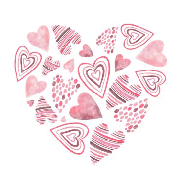 Sevgililer Günü için Pembe ve Kırmızı Kalp Kolajı