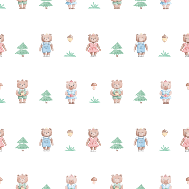 Sevimli çizgi film ayıları ile kusursuz desen