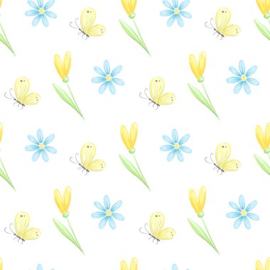 Kelebek desenli kusursuz bahar çiçekleri.