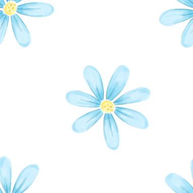 Mavi papatyalı, kusursuz bahar çiçeği deseni.