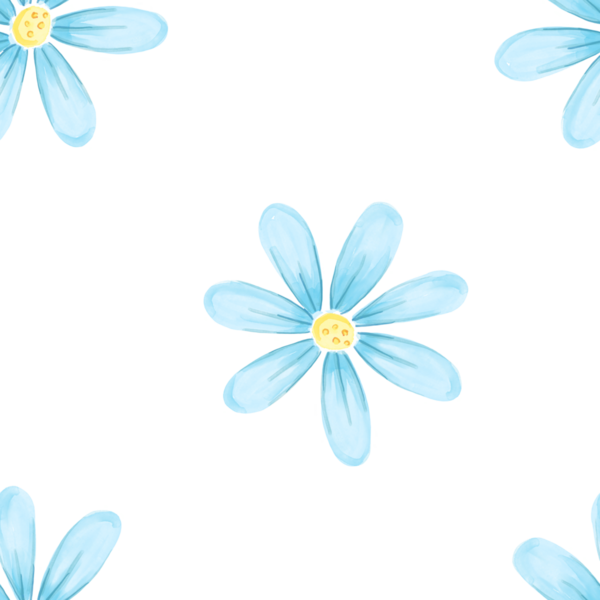 Mavi papatyalı, kusursuz bahar çiçeği deseni.