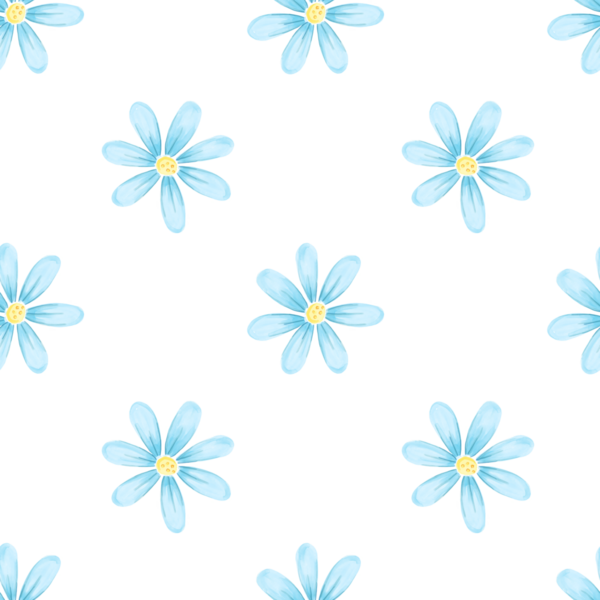 Mavi papatyalı, kusursuz bahar çiçeği deseni.
