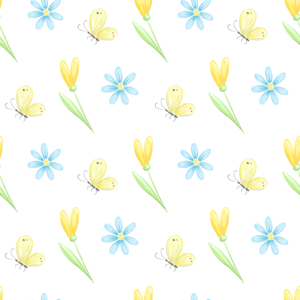 Kelebek desenli kusursuz bahar çiçekleri.