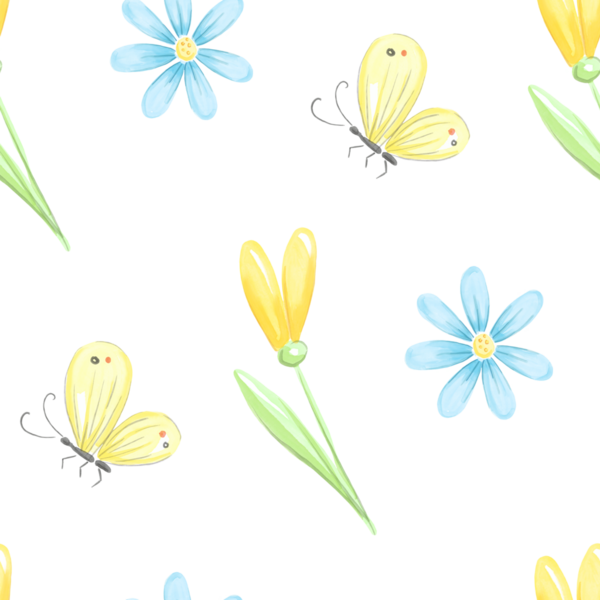 Kelebek desenli kusursuz bahar çiçekleri.