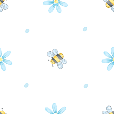 Arı ve çiçeklerle kusursuz desen