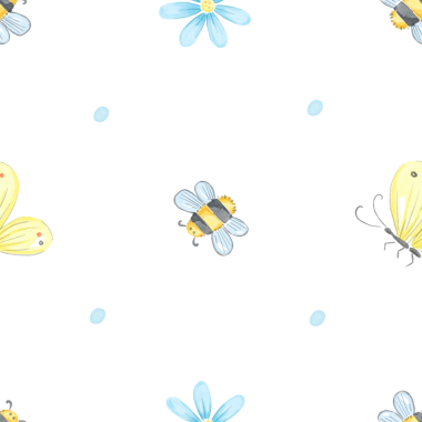 Arı ve çiçeklerle kusursuz desen