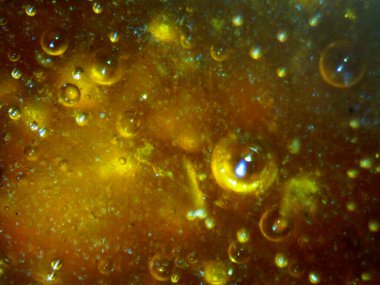 BHO 'nun fotoğrafı, ama kendinden yapılmış haşhaş yağı. Fotoğraf: mikroskop, serval efektli.