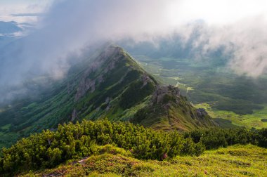 Dağlarda yaz peyzaj. Dağ kefen içinde bir 