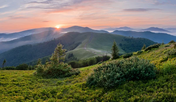 Majestic sunset in the mountains. Dramatic scene. Carpathian, Uk — Stock Photo, Image