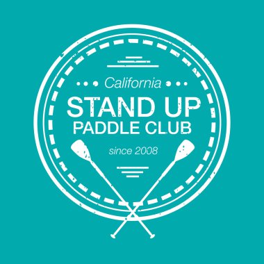 Colorful logo template for stand up paddling. Athletic labels and badges.
