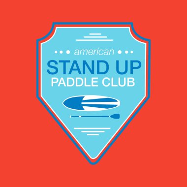 Colorful logo template for stand up paddling. Athletic labels and badges.