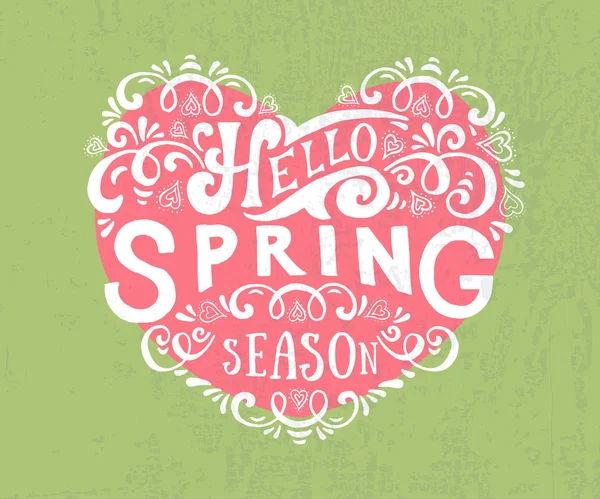 Olá primavera lettering tipografia —  Vetores de Stock