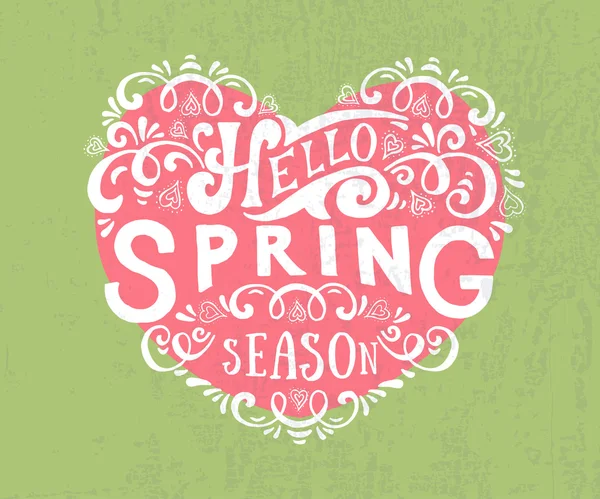 Hello Spring litere tipografie — Vector de stoc