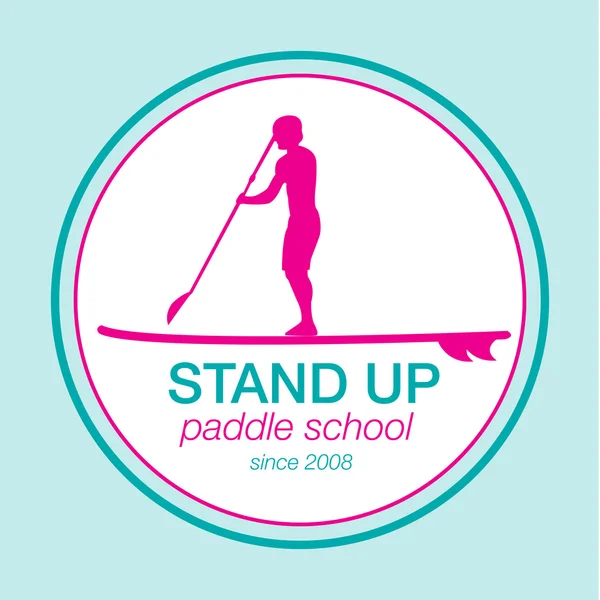 Colorful logo template for stand up paddling. Athletic labels and badges. — ストックベクタ