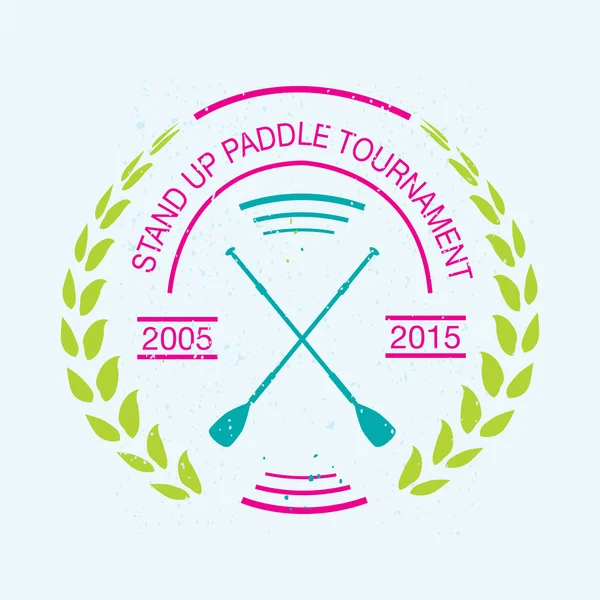 Colorful logo template for stand up paddling. Athletic labels and badges. — Stok Vektör