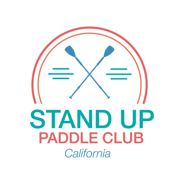 Colorful logo template for stand up paddling. Athletic labels and badges. — Stok Vektör