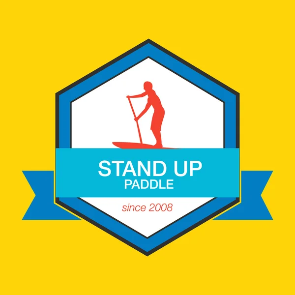 Colorful logo template for stand up paddling. Athletic labels and badges. — Stok Vektör