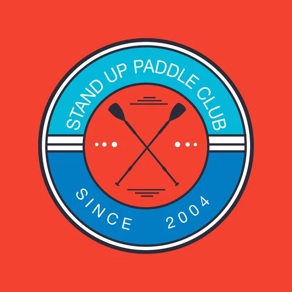 Modello logo colorato per stand up paddling. Etichette e distintivi sportivi . — Vettoriale Stock