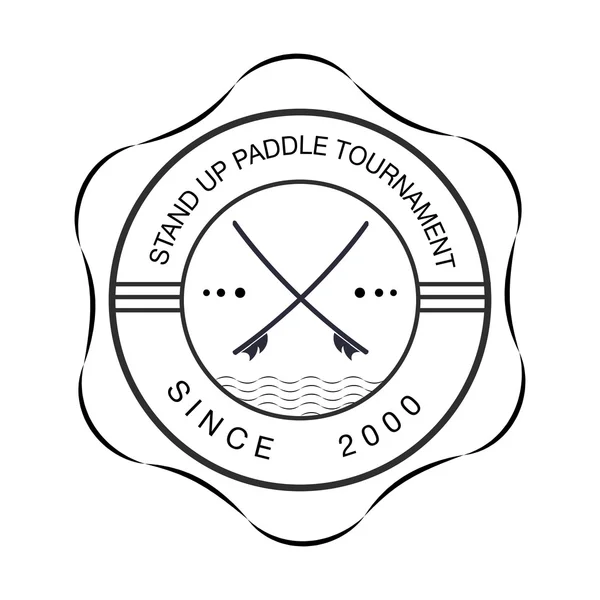 Black and white logo template for stand up paddling. Athletic labels and badges. — Διανυσματικό Αρχείο
