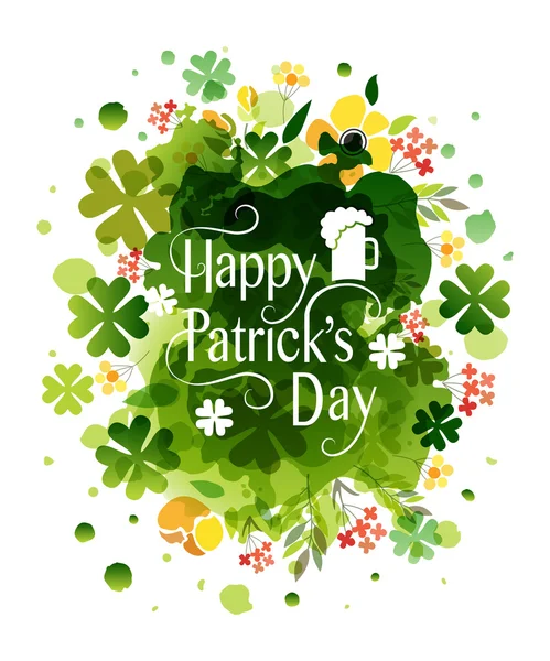 Hand skissade texten "Happy Saint Patrick's Day" på texturerat bakgrund — Stock vektor