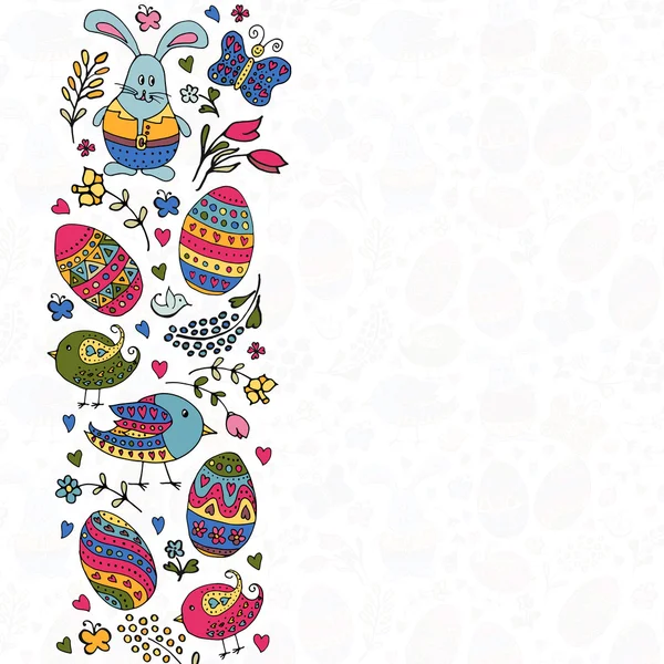 Esquissé à la main Ensemble joyeux Pâques comme logotype, badge ou icône de Pâques — Image vectorielle
