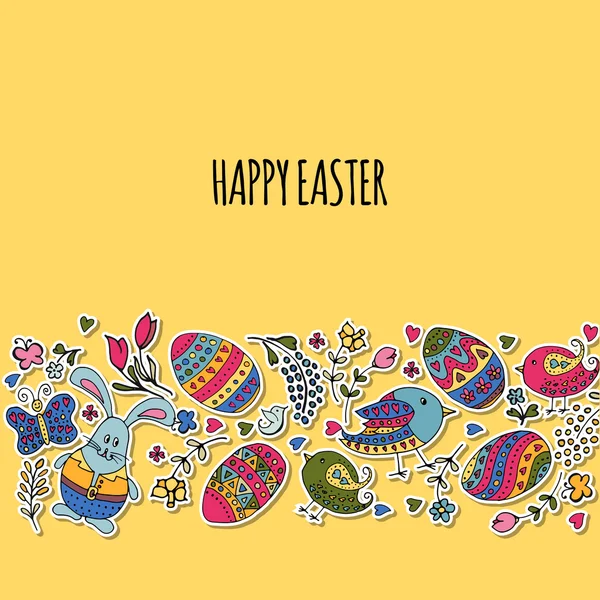 Hand sketched Happy Easter set as Easter logotype, badge or icon — Stock Vector