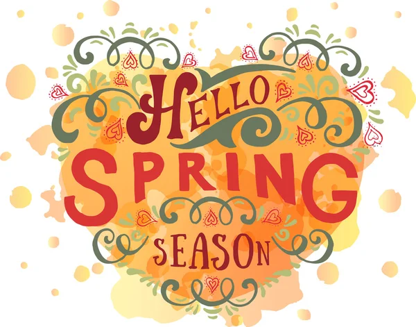 Hello Spring litere tipografie — Vector de stoc