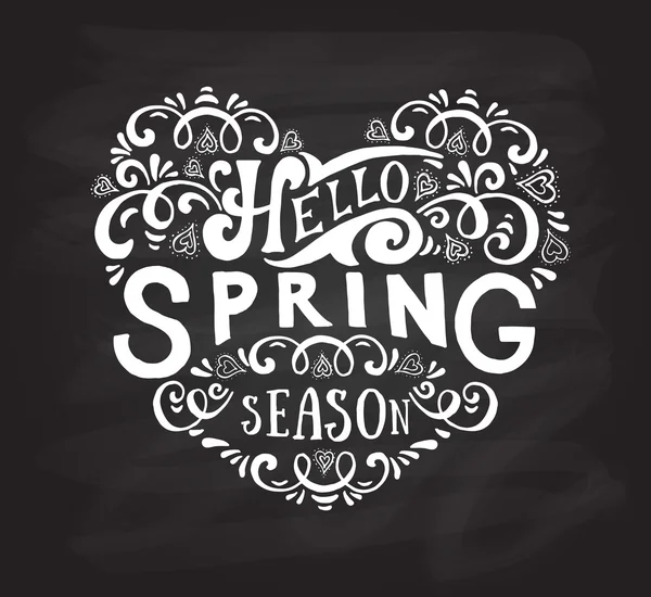 Hello Spring lettering typography — Stock Vector