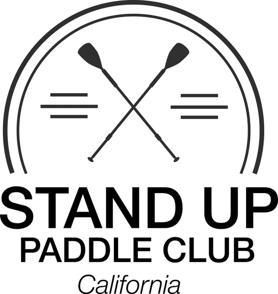 Modello di logo per stand up paddling. Etichette e distintivi sportivi vettoriali . — Vettoriale Stock