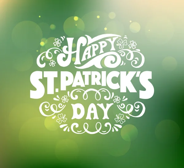 Rukou nakreslil text "Happy Saint Patrick den" na podklad s texturou — Stockový vektor