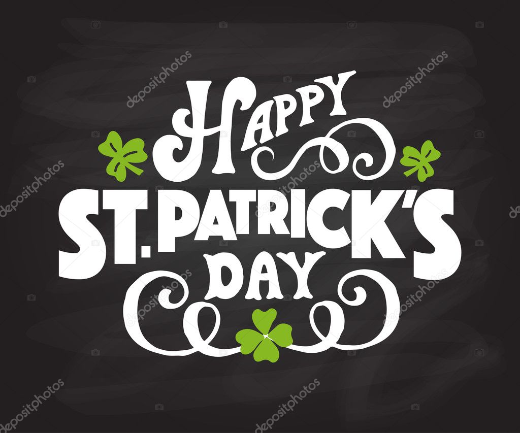 Hand sketched text 'Happy Saint Patrick's Day' on textured background