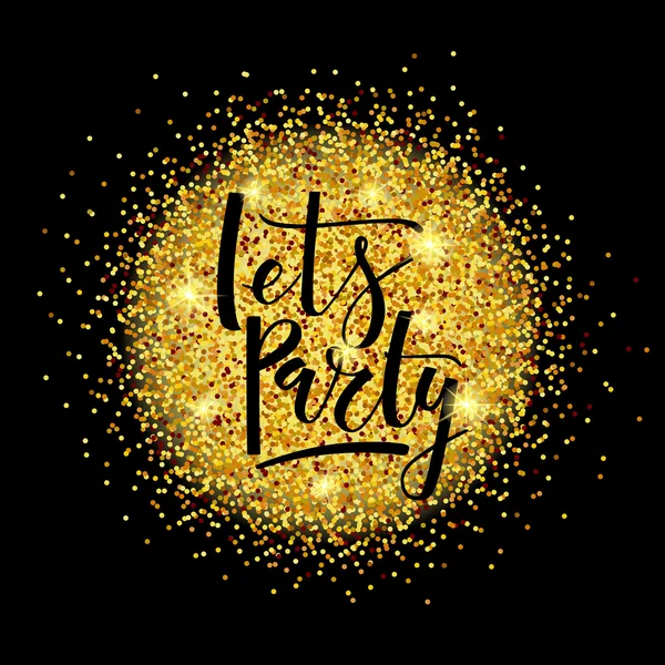 Let 's Party lettering typography on textured background - Stok Vektor