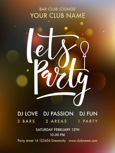 Let's Party tipografia lettering su sfondo strutturato — Vettoriale Stock